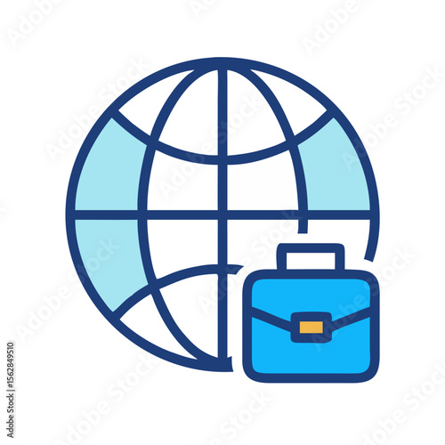Global business and portfolio symbol for worldwide corporate investments