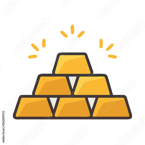 Pile of shiny gold bars on black background icon