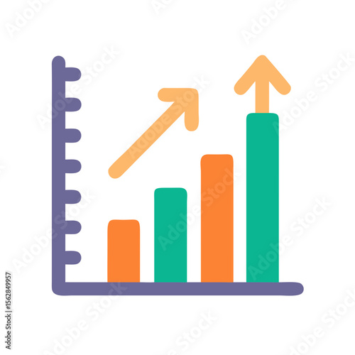 Stylized bar graph showing growth trend on black background