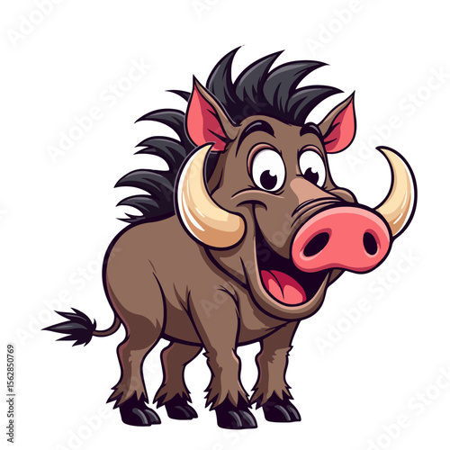 Hand drawn cartoon warthogs vector illustration