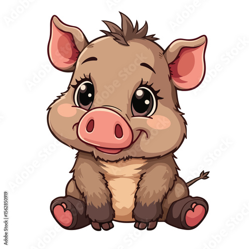 Hand drawn cartoon warthogs vector illustration