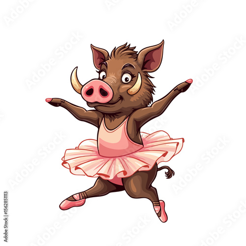 Hand drawn cartoon warthogs vector illustration