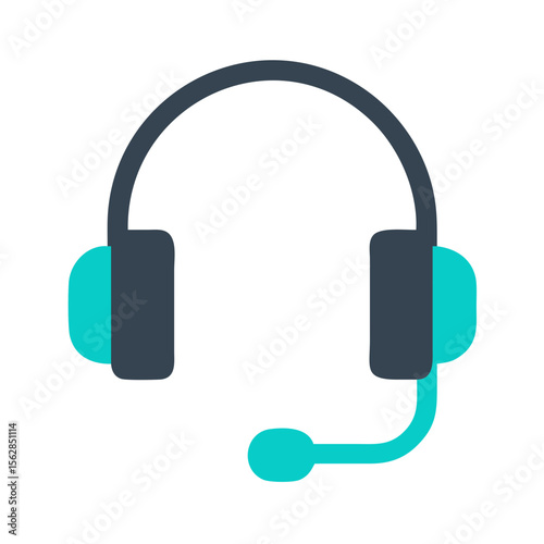 Headset with microphone graphic on clean black background