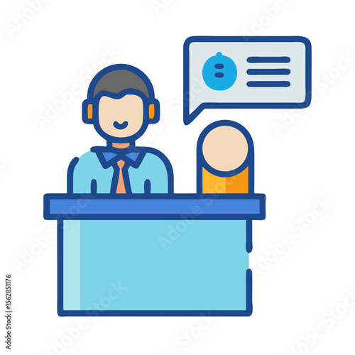 Customer service representative assisting client with a question icon