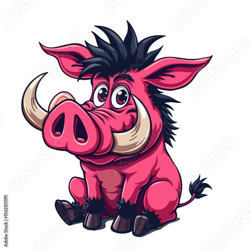 Hand drawn cartoon warthogs vector illustration