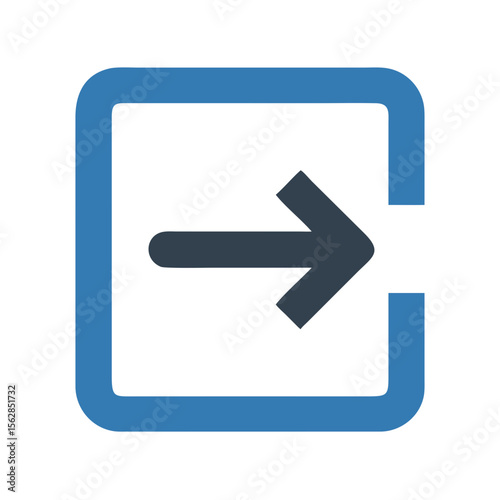 Blue square outline with arrow exiting to the right