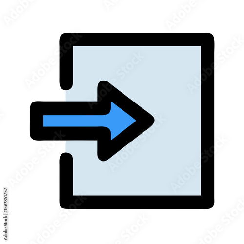 Blue right arrow icon entering a square shape portal Free Download Blue right arrow icon entering a square shape portal - GFXLoad