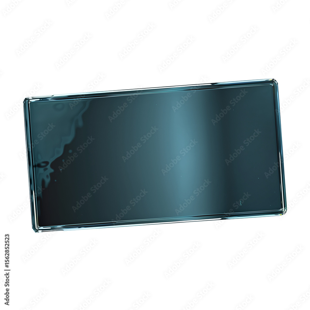 Fototapeta premium Text box Simple rectangular glass with silver-blue border, HUD-like design, transparent and modern.