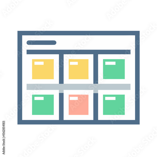 Simple Kanban board vector illustration with colorful cards