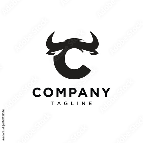Letter C Cow Horns Logo Icon Vector
