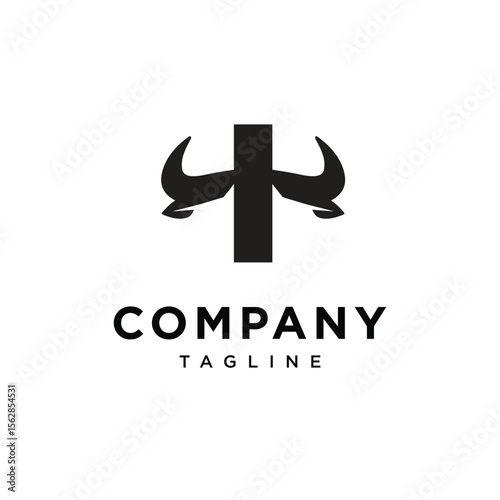 Letter I Cow Horns Logo Icon Vector