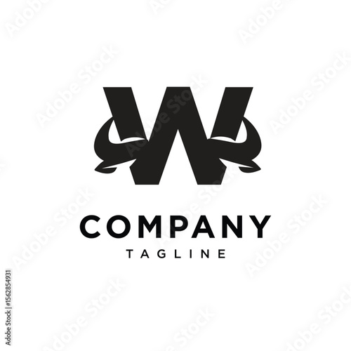 Letter W Cow Horns Logo Icon Vector