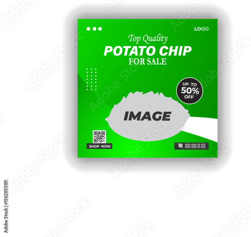 Food social media banner design template. Burger social media post vector illustration. Square size