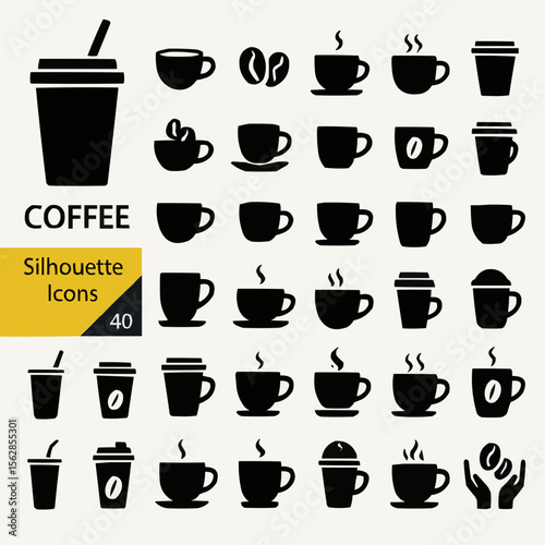 Wallpaper Mural coffee cup icons Torontodigital.ca