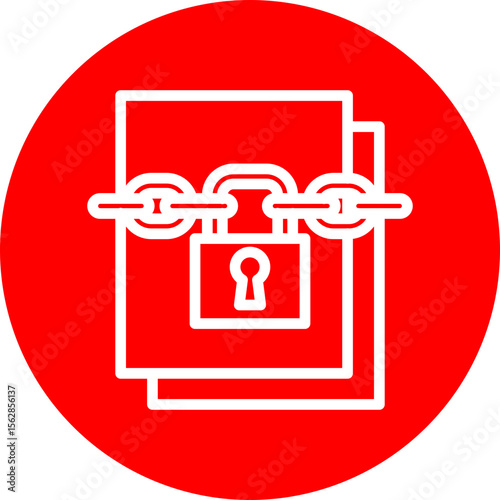 Confidential Document Vector Line White Circle Red