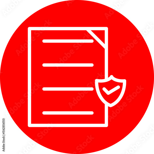 Secure File Vector Line White Circle Red