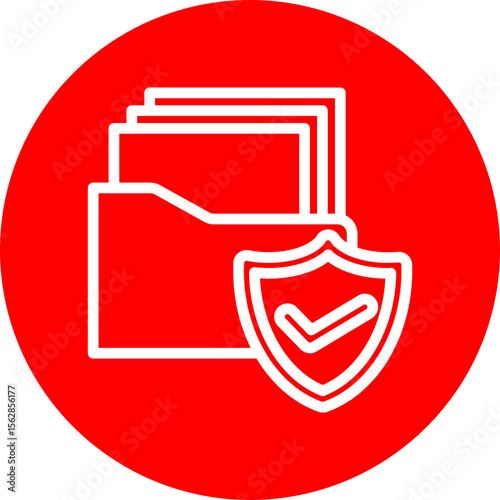 Secure Archive Vector Line White Circle Red