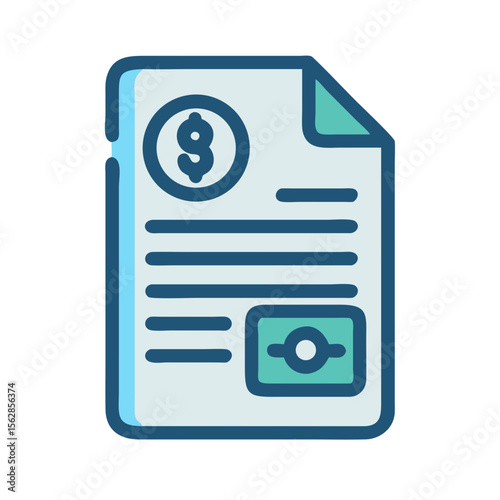 Financial document with dollar sign, for accounting applications