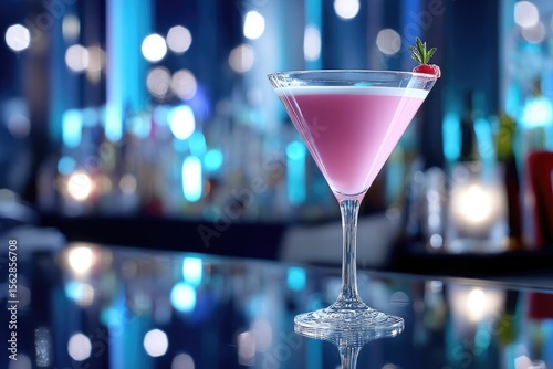 Wallpaper Mural A beautifully crafted cocktail showcases vibrant pink hues topped with a mint leaf and berry garnish Torontodigital.ca
