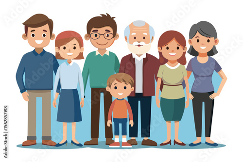Generational Bonds: A touching portrayal of familial unity, depicting a multigenerational family in a moment of togetherness, their smiles reflecting the warmth and love that binds them.