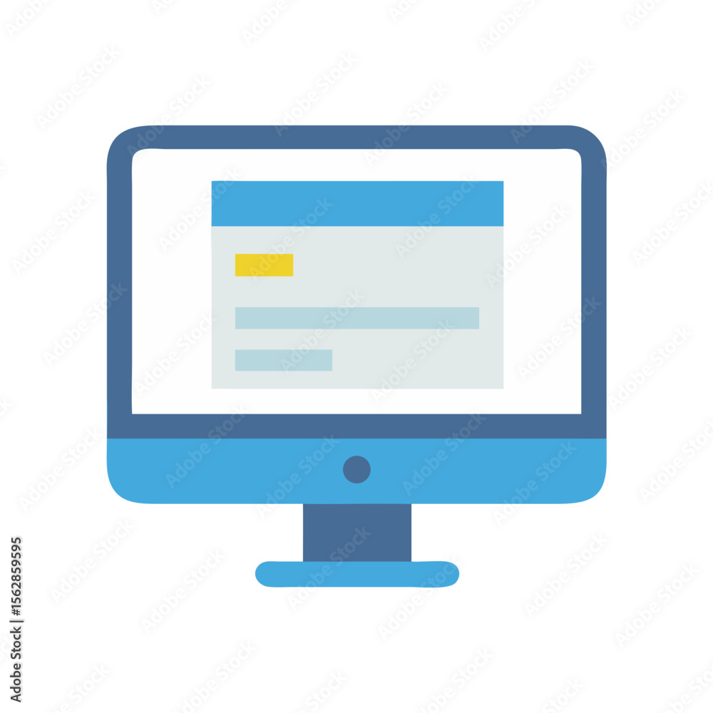 Blue computer monitor displaying a website form design mockup Blue computer monitor displaying a website form design mockup