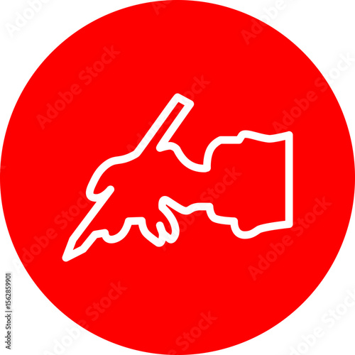 Writer Silhouette Vector Line White Circle Red