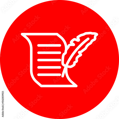 Manuscript Vector Line White Circle Red
