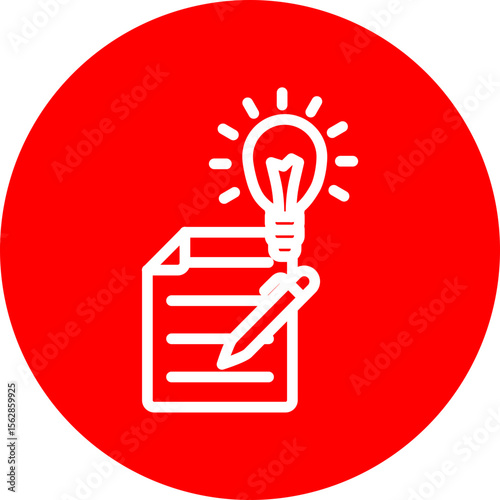 Creative Writer Vector Line White Circle Red