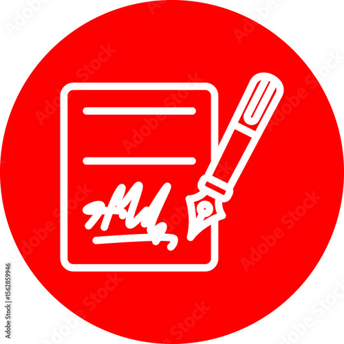 Author Signature Vector Line White Circle Red