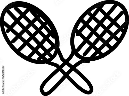 tennis racket line icon. Blue line icon with tennis sports theme