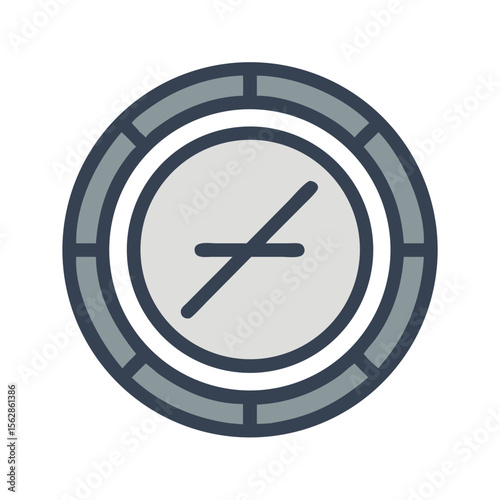 Symbol of inequality inside a circle segmented frame
