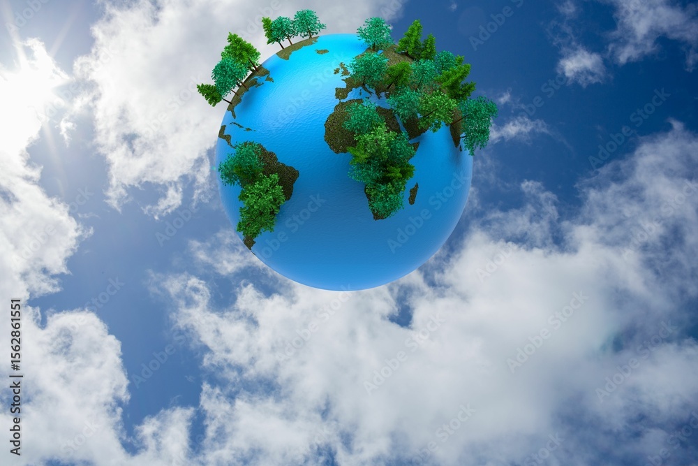 Naklejka premium Digitally generated earth floating in air