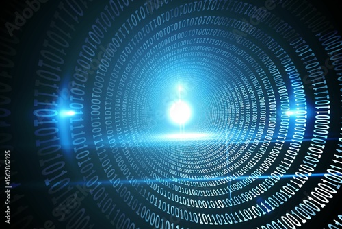 Fototapeta Naklejka Na Ścianę i Meble -  Spiral of shiny binary code