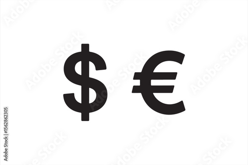 Minimalist Dollar and Euro Symbols for Financial Illustration