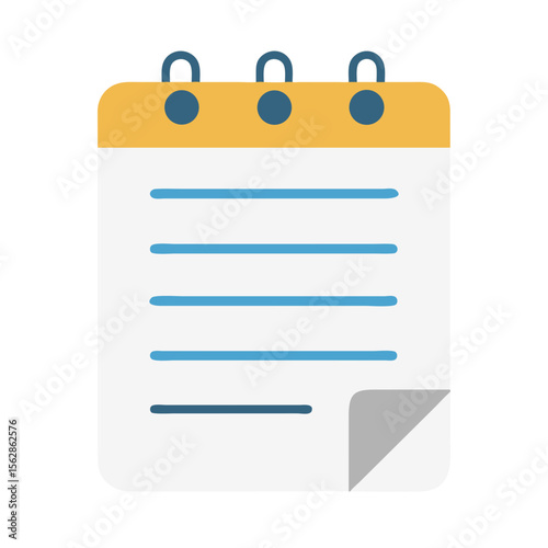 Flat design notepad with lines for notes and reminders
