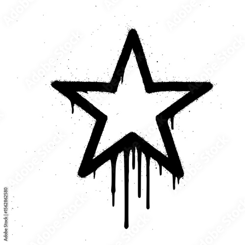 Black spray paint star outline with dripping paint effect