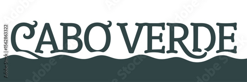Cabo Verde Text Logo with Ocean Wave Design – Nautical Themed Typography for Travel, Tourism, Branding, and Graphic Projects