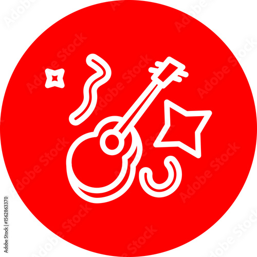 Cinco de Mayo Party Vector Line White Circle Red
