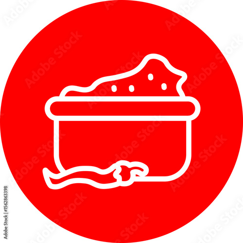 Mexican Street Food Vector Line White Circle Red