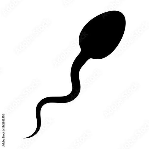 Isolated black silhouette of a human sperm cell