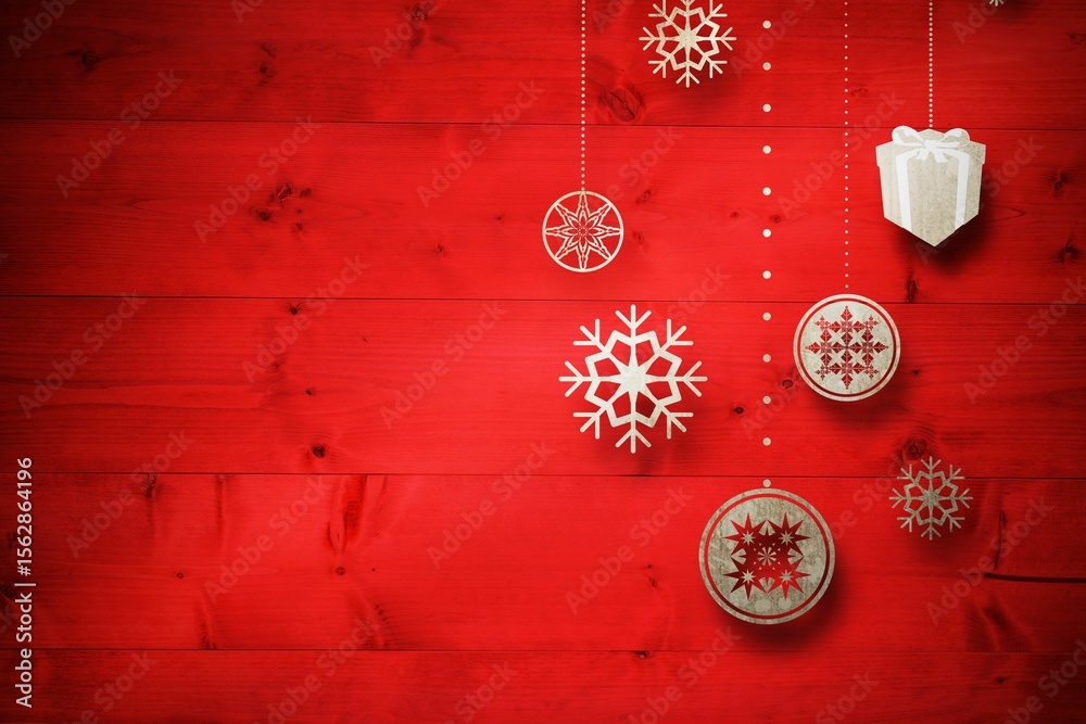 Obraz premium Christmas decorations over wood