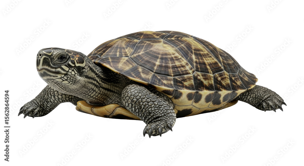 Fototapeta premium Striking Close-up of a Turtle: Detailed Shell Patterns and Textures of a Wild Reptile