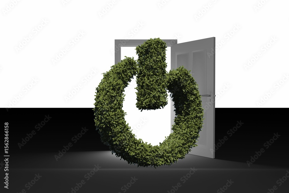 Naklejka premium Ccomposite image of turn off sign and door on floor