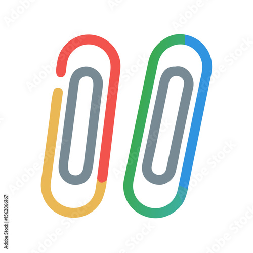 Two colorful paper clips on black background illustration