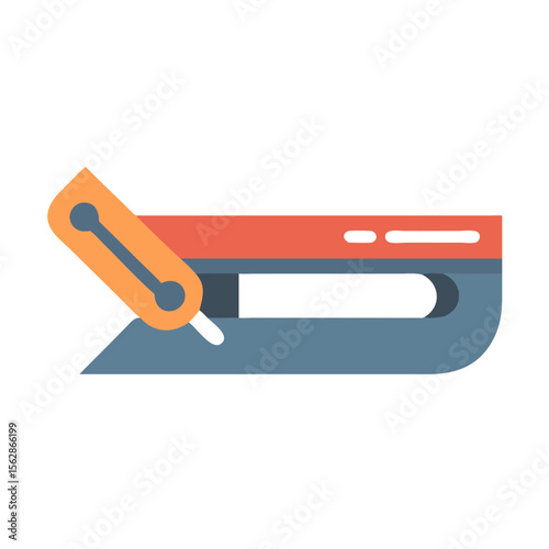 Retro minimal utility knife design on a black background