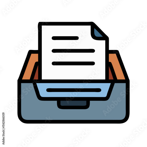 Document file in a cabinet drawer icon design