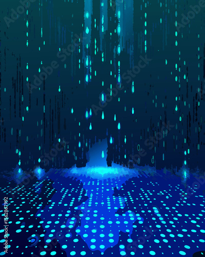 Dive into a digital abyss with a vibrant data stream, perfect for technology concepts and futuristic themed design applications.