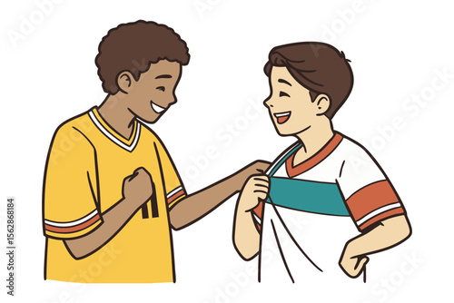 Supportive Bond: Two young men, filled with smiles, share a moment of genuine camaraderie, depicting the essence of connection and positivity.
