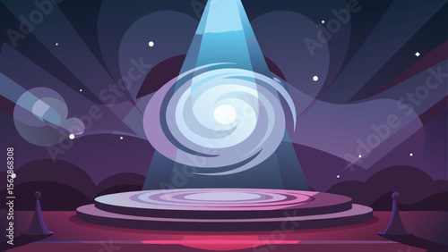 Elegant stage design featuring a swirling vortex of light, great for backdrops, presentations, and artistic design projects.