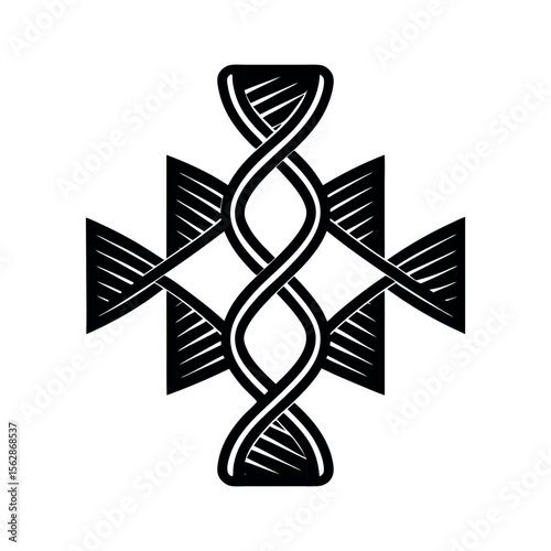 dna helix twisting into a medical cross